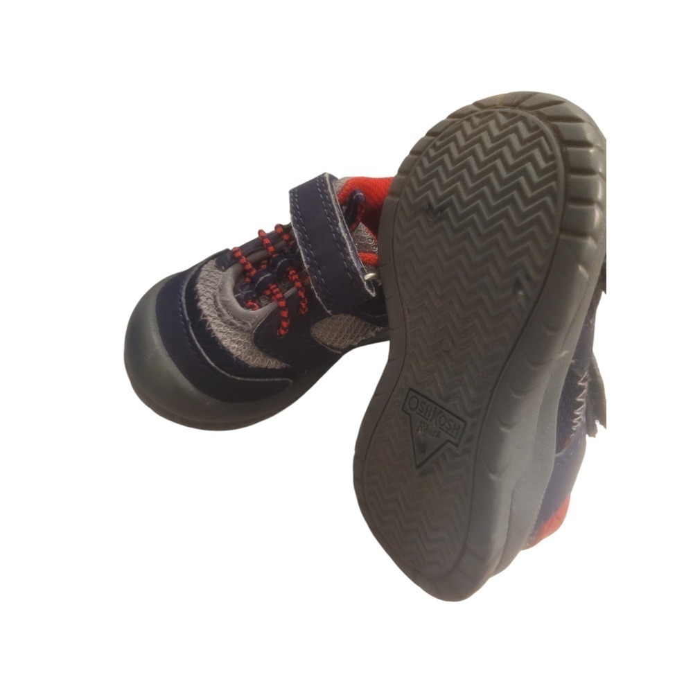 Oshkosh B'gosh Little Boy SZ 5 Lago Blue Sneakers Gray Mesh Round Toe - Picture 7 of 8